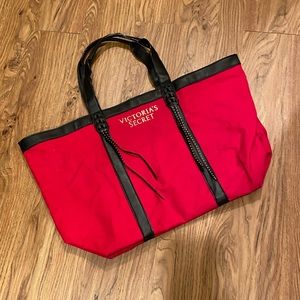 Victoria's Secret Red Canvas Tote Bag